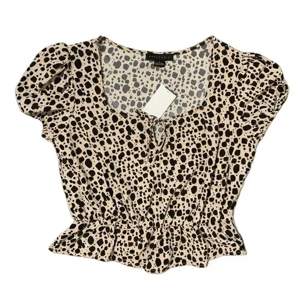 Sanctuary | Meet You There Animal Print Short Sleeve Flattering Top Size Small - Picture 8 of 8